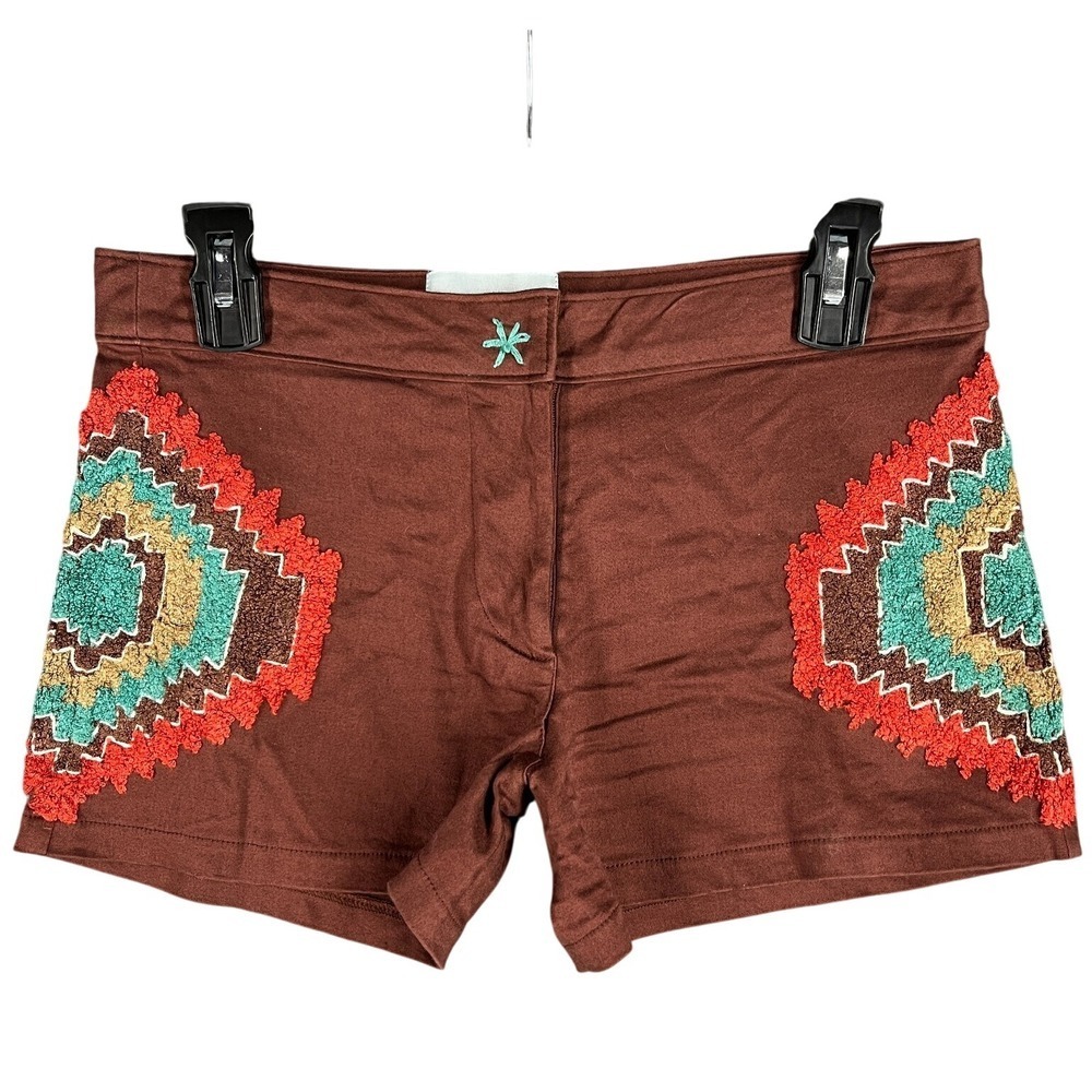 Judith March Shorts Womens‎ S Mid-Rise Embroidered Aztec Crochet Boho Festival